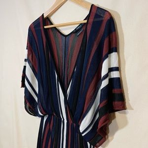 Zara Limited Edition Slinky Accordion Vertical Stripe Swing Dress